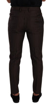 Load image into Gallery viewer, Dolce &amp; Gabbana Elegant Brown Striped Woolen Men&#39;s Trousers
