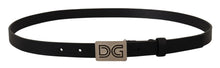 Load image into Gallery viewer, Dolce &amp; Gabbana Elegant Black Leather Belt with Silver Buckle
