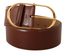 Load image into Gallery viewer, Dolce &amp; Gabbana Elegant Brown Leather Belt with Gold Buckle
