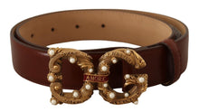 Load image into Gallery viewer, Dolce &amp; Gabbana Elegant Pearl-Embellished Leather Amore Belt
