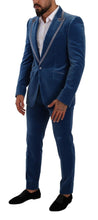 Load image into Gallery viewer, Dolce &amp; Gabbana Elegant Velvet Blue Slim Fit Suit
