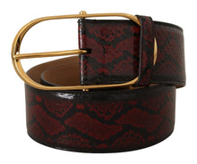 Load image into Gallery viewer, Dolce &amp; Gabbana Elegant Red Python Leather Belt with Gold Buckle
