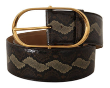 Load image into Gallery viewer, Dolce &amp; Gabbana Elegant Snakeskin Belt with Gold Oval Buckle
