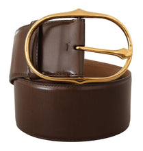 Load image into Gallery viewer, Dolce &amp; Gabbana Elegant Brown Leather Belt with Gold Buckle
