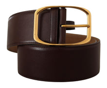 Load image into Gallery viewer, Dolce &amp; Gabbana Elegant Dark Brown Leather Belt with Gold Buckle
