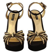 Load image into Gallery viewer, Dolce &amp; Gabbana Elegant Black Gold Ankle Strap Heels Sandals
