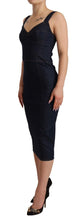 Load image into Gallery viewer, Dolce &amp; Gabbana Dark Blue Cotton Denim Sheath Midi Dress
