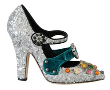 Load image into Gallery viewer, Dolce &amp; Gabbana Elegant Silver-Black Crystal Mary Janes Pumps
