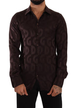 Load image into Gallery viewer, Dolce &amp; Gabbana Bordeaux GOLD Logo Silk Slim Fit Mens Shirt
