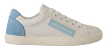 Load image into Gallery viewer, Dolce &amp; Gabbana White Blue Leather Low Top Sneakers Shoes
