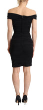Load image into Gallery viewer, Dolce &amp; Gabbana Elegant Black Silk Off-shoulder Dress
