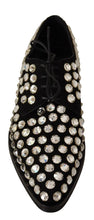 Load image into Gallery viewer, Dolce &amp; Gabbana Elegant Crystal-Embellished Lace-Up Flats
