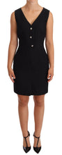 Load image into Gallery viewer, Dolce &amp; Gabbana Elegant Black Sheath Mini Dress with Crystal Buttons
