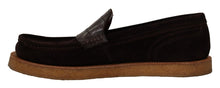 Load image into Gallery viewer, Dolce &amp; Gabbana Elegant Suede Crocodile Loafers in Brown
