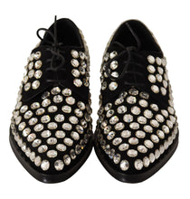 Load image into Gallery viewer, Dolce &amp; Gabbana Elegant Crystal-Embellished Lace-Up Flats
