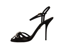 Load image into Gallery viewer, Dolce &amp; Gabbana Elegant Black Viscose Ankle Strap Sandals with Crystals
