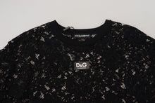 Load image into Gallery viewer, Dolce &amp; Gabbana Elegant Black Floral Lace Shift Dress
