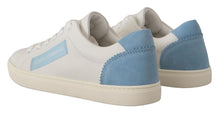 Load image into Gallery viewer, Dolce &amp; Gabbana White Blue Leather Low Top Sneakers Shoes
