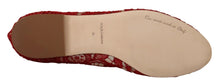 Load image into Gallery viewer, Dolce &amp; Gabbana Radiant Red Lace Ballet Flats with Crystal Buckle
