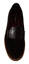 Load image into Gallery viewer, Dolce &amp; Gabbana Elegant Suede Crocodile Loafers in Brown
