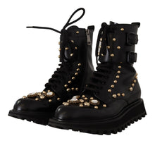 Load image into Gallery viewer, Dolce &amp; Gabbana Black Crystal-Studded Formal Boots
