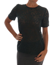Load image into Gallery viewer, Dolce &amp; Gabbana Dark Green Floral Lace Short Sleeve Blouse

