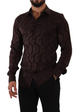 Load image into Gallery viewer, Dolce &amp; Gabbana Bordeaux GOLD Logo Silk Slim Fit Mens Shirt
