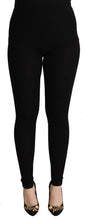 Load image into Gallery viewer, Dolce &amp; Gabbana Black Cashmere Stretch Waist Tights Pants
