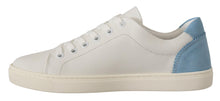 Load image into Gallery viewer, Dolce &amp; Gabbana White Blue Leather Low Top Sneakers Shoes
