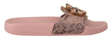 Load image into Gallery viewer, Dolce &amp; Gabbana Floral Lace Crystal Embellished Slide Flats
