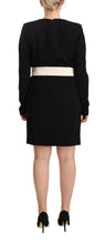 Load image into Gallery viewer, Givenchy Black Wool Long Sleeves Belted Mini Sheath Dress
