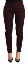 Load image into Gallery viewer, Just Cavalli Maroon Slim Fit Skinny Pants with Zipper Detail
