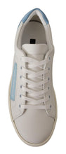 Load image into Gallery viewer, Dolce &amp; Gabbana White Blue Leather Low Top Sneakers Shoes
