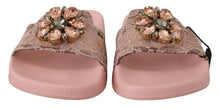 Load image into Gallery viewer, Dolce &amp; Gabbana Floral Lace Crystal Embellished Slide Flats
