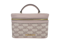 Load image into Gallery viewer, Michael Kors Jet Set Medium Powder Blush Jacquard Canvas Zip Trunk Crossbody Bag
