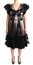 Load image into Gallery viewer, Dolce &amp; Gabbana Chic Black Floral Lace Midi Dress
