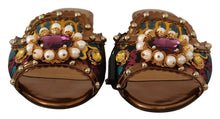 Load image into Gallery viewer, Dolce &amp; Gabbana Chic Floral Print Flat Sandals with Faux Pearl Detail
