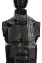 Load image into Gallery viewer, Dolce &amp; Gabbana Blue Patterned Silk Slim Wrap Fringes Scarf
