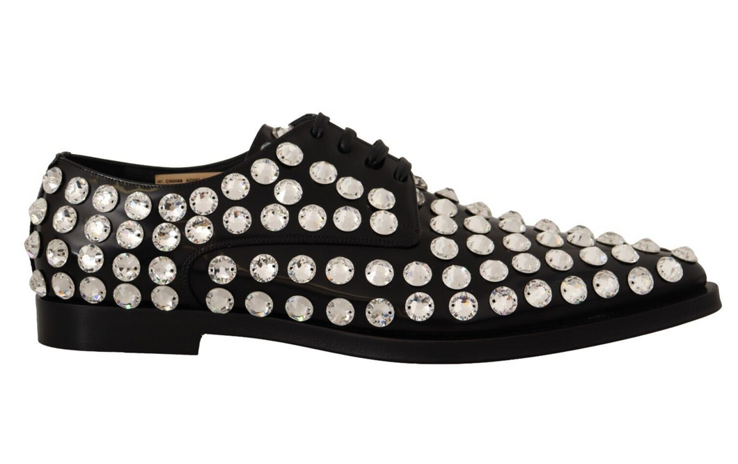 Dolce & Gabbana Crystal-Embellished Leather Formal Flats