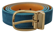 Load image into Gallery viewer, Dolce &amp; Gabbana Elegant Blue Velvet Leather Belt
