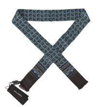 Load image into Gallery viewer, Dolce &amp; Gabbana Blue Patterned Silk Slim Wrap Fringes Scarf
