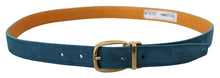 Load image into Gallery viewer, Dolce &amp; Gabbana Elegant Blue Velvet Leather Belt
