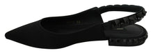 Load image into Gallery viewer, Dolce &amp; Gabbana Black Flats Slingback Charmeuse Shoes
