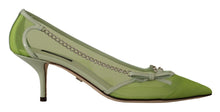 Load image into Gallery viewer, Dolce &amp; Gabbana Enchanting Green Mesh Chain Pumps
