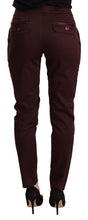 Load image into Gallery viewer, Just Cavalli Maroon Slim Fit Skinny Pants with Zipper Detail
