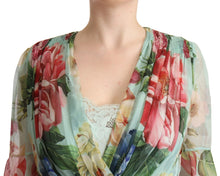 Load image into Gallery viewer, Dolce &amp; Gabbana Elegant Floral Green Midi Silk Dress
