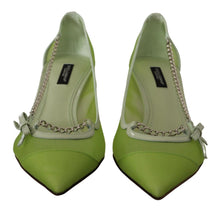 Load image into Gallery viewer, Dolce &amp; Gabbana Enchanting Green Mesh Chain Pumps
