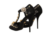 Load image into Gallery viewer, Dolce &amp; Gabbana Elegant Crystal-Embellished Mesh T-Strap Pumps
