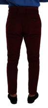 Load image into Gallery viewer, Dolce &amp; Gabbana Elegant Bordeaux Velvet Dress Trousers
