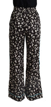 Load image into Gallery viewer, Dolce &amp; Gabbana Black Floral Mid Waist Wide Leg Pants
